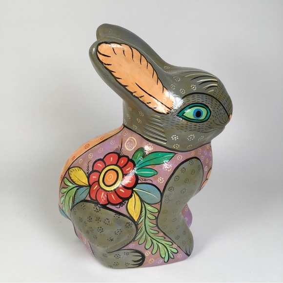Mexican Pottery Bank Bunny Rabbit Boho Terracotta - Picture 3 of 6